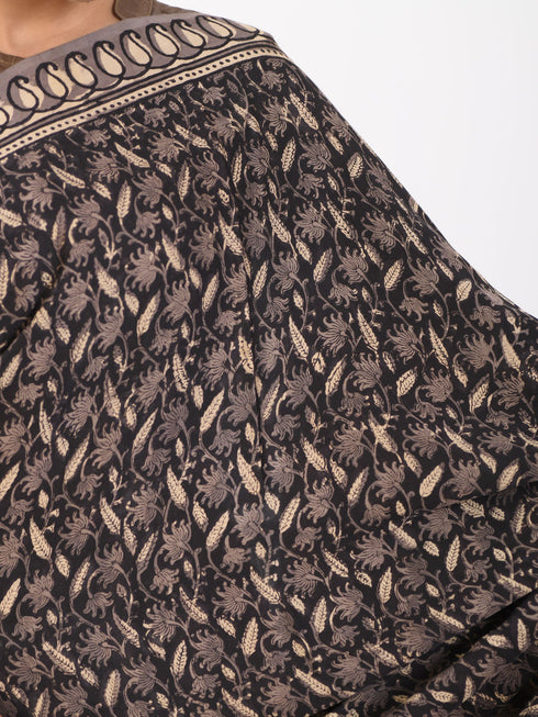 MULMUL MALANDRA BLOCK PRINTED MODAL SATIN SAREE MULMUL MALANDRA BLOCK PRINTED MODAL SATIN SAREE